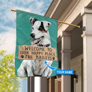 Jack Russell Terrier Welcome To Our Happy Place Personalized Flag Custom Dog Flags Dog Lovers Gifts for Him or Her 3