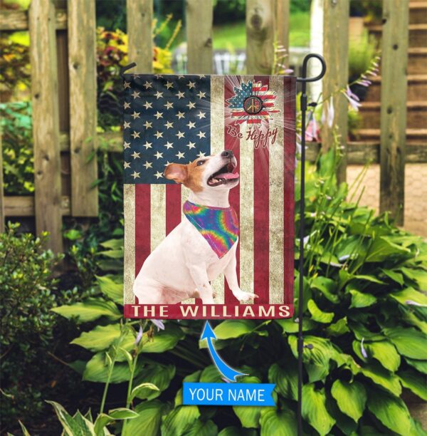 Jack Russell Terrier Hippie Personalized House Flag – Custom Dog Flags – Dog Lovers Gifts for Him or Her