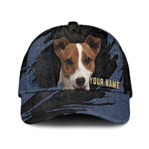 Jack Russell Terrier Jean Background Custom Name Cap Classic Baseball Cap All Over Print Gift For Dog Lovers 1 yqkyf9
