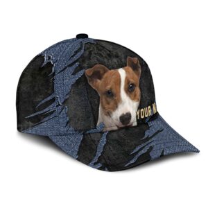 Jack Russell Terrier Jean Background Custom Name Cap Classic Baseball Cap All Over Print Gift For Dog Lovers 2 awg4vc