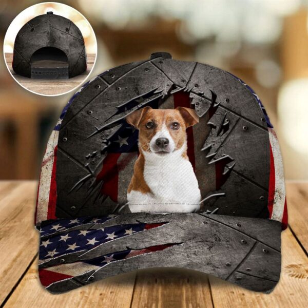 Jack Russell Terrier On The American Flag Cap Custom Photo – Hat For Going Out With Pets – Gifts Dog Hats For Relatives