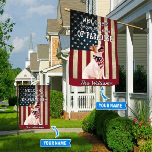 Jack Russell Terrier Welcome To Our Paradise Personalized Flag Personalized Dog Garden Flags Dog Flags Outdoor 3
