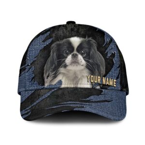 Japanese Chin Jean Background Custom Name Cap Classic Baseball Cap All Over Print Gift For Dog Lovers 1 zzcmbv