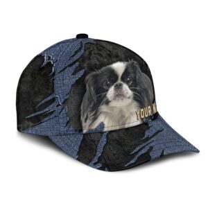 Japanese Chin Jean Background Custom Name Cap Classic Baseball Cap All Over Print Gift For Dog Lovers 2 m5ftzx