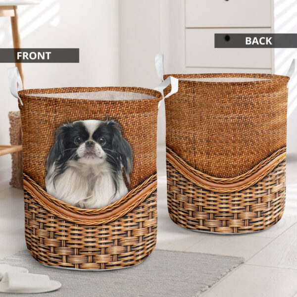 Japanese Chin Rattan Texture Laundry Basket – Dog Laundry Basket – Christmas Gift For Her – Home Decor
