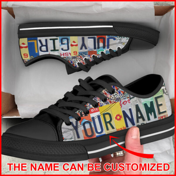 July Girl License Plates Custom Name Low Top Shoes – Canvas Print Lowtop Trendy Fashion Casual Shoes Gift For Adults