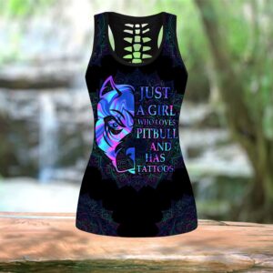 Just A Girl Who Loves Pitbull Hollow Tanktop Legging Set Outfit Casual Workout Sets Dog Lovers Gifts For Him Or Her 2 pqhnbe