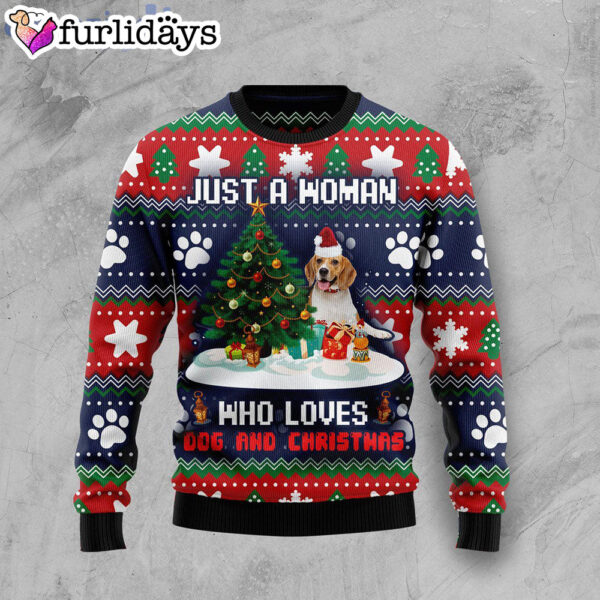 Just A Women Who Love Dog And Christmas Dog Cute Gift Ugly Christmas Sweater