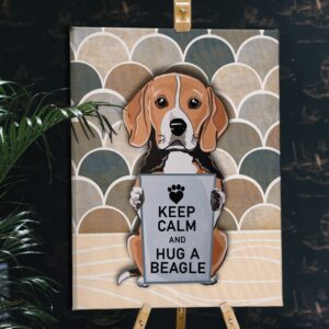 Keep Calm And Hug A Beagle Matte Canvas Dog Wall Art Poster To Print Housewarming Gifts 2