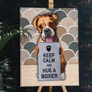 Keep Calm And Hug A Boxer Matte Canvas Dog Wall Art Poster To Print Housewarming Gifts 2