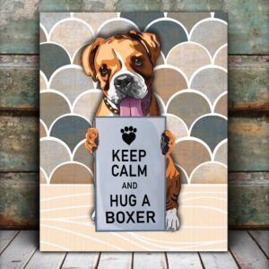 Keep Calm And Hug A Boxer Matte Canvas Dog Wall Art Poster To Print Housewarming Gifts 5