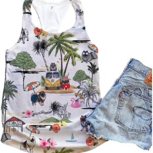 Keeshond Dog Hawaii Beach Retro Tank Top Summer Casual Tank Tops For Women Gift For Young Adults 1 crkbr9