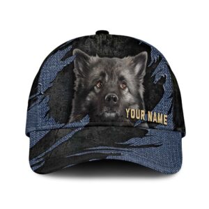 Keeshound Jean Background Custom Name Cap Classic Baseball Cap All Over Print Gift For Dog Lovers 1 etbafc