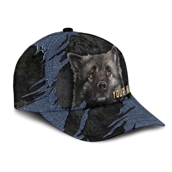 Keeshound Jean Background Custom Name & Photo Dog Cap – Classic Baseball Cap All Over Print – Gift For Dog Lovers