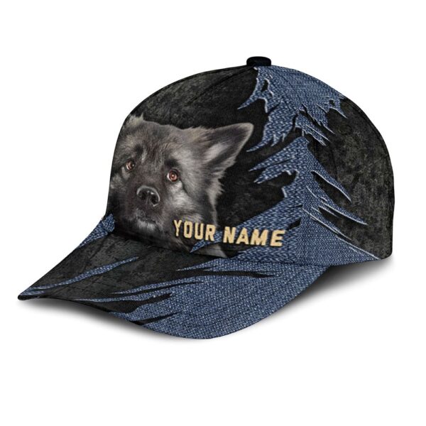 Keeshound Jean Background Custom Name & Photo Dog Cap – Classic Baseball Cap All Over Print – Gift For Dog Lovers