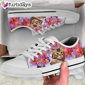 Kitty Hibiscus Low Top Shoes Bengal Cat Flat Canvas Sneaker Owners Gift Cat Breeders 1