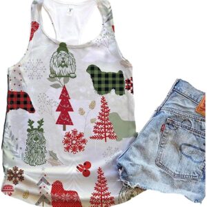 Komondor Dog Snowflake Christmas Plaid Flannel Tank Top Summer Casual Tank Tops For Women Gift For Young Adults 1 ngzglu
