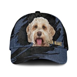Labradoodle Jean Background Custom Name Cap Classic Baseball Cap All Over Print Gift For Dog Lovers 1 avnmtd