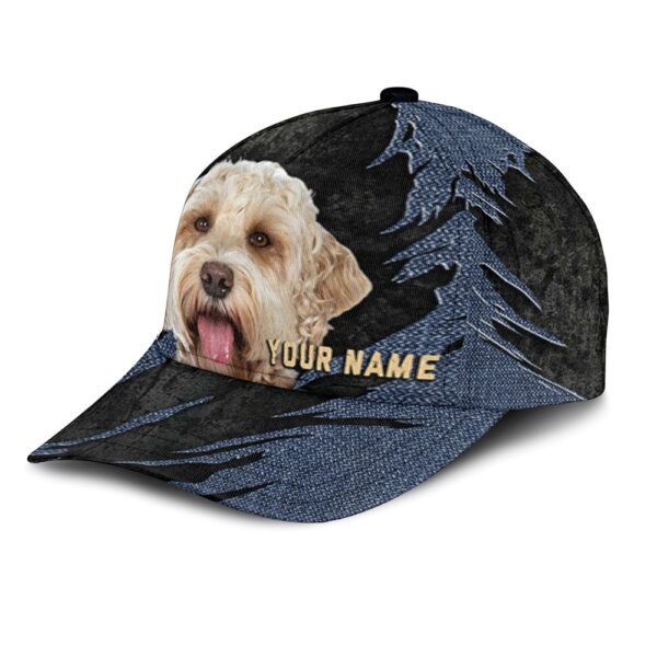 Labradoodle Jean Background Custom Name & Photo Dog Cap – Classic Baseball Cap All Over Print – Gift For Dog Lovers