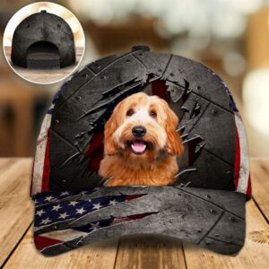 Labradoodle On The American Flag Cap…