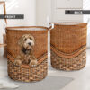 Labradoodle Rattan Texture Laundry Basket – Dog Laundry Basket – Christmas Gift For Her – Home Decor