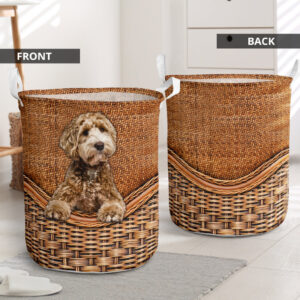 Labradoodle Rattan Texture Laundry Basket –…