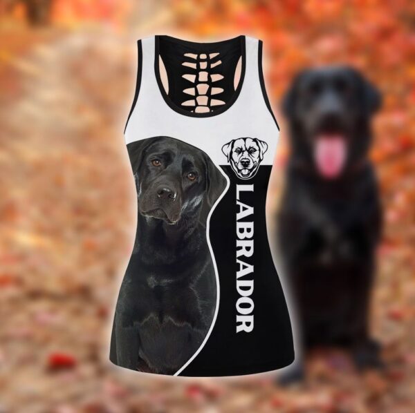 Labrador Black Sport Hollow Tanktop Legging Set Outfit – Casual Workout Sets – Dog Lovers Gifts For Him Or Her
