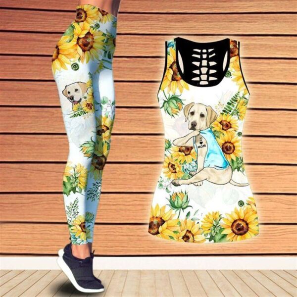 Labrador Dog With Sunflower Combo Leggings And Hollow Tank Top – Workout Sets For Women – Gift For Dog Lovers