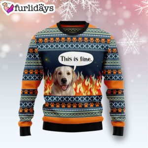 Labrador Retriever Fire Ugly Christmas Sweater Gift For Dog Lovers Unisex Crewneck Sweater 1