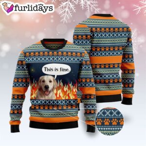 Labrador Retriever Fire Ugly Christmas Sweater Gift For Dog Lovers Unisex Crewneck Sweater 3