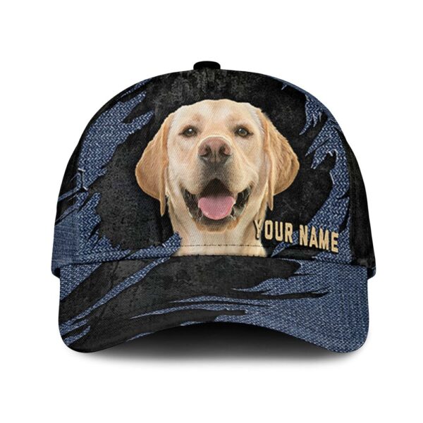 Labrador Retriever Jean Background Custom Name & Photo Dog Cap – Classic Baseball Cap All Over Print – Gift For Dog Lovers