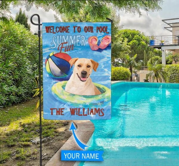 Labrador Retriever Personalized  Flag For Pools – Custom Dog Flags – Dog Lovers Gifts for Him or Her