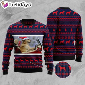 Labrador Retriever Ride Ugly Christmas Sweater Gift For Dog Lovers Unisex Crewneck Sweater 3