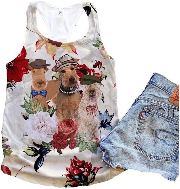 Lakeland Terrier Dog Flower Autumn 90s Tank Top – Summer Casual Tank Tops For Women – Gift For Young Adults