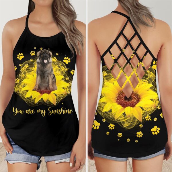 Leonberger Dog Lovers Sunshine Criss Cross Tank Top – Women Hollow Camisole – Mother’s Day Gift – Best Gift For Dog Mom