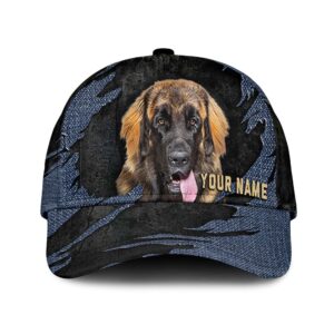 Leonberger Jean Background Custom Name Cap Classic Baseball Cap All Over Print Gift For Dog Lovers 1 wbadet