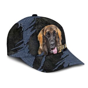 Leonberger Jean Background Custom Name Cap Classic Baseball Cap All Over Print Gift For Dog Lovers 2 tykhvp