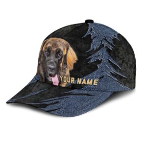 Leonberger Jean Background Custom Name Cap Classic Baseball Cap All Over Print Gift For Dog Lovers 3 swdlsb