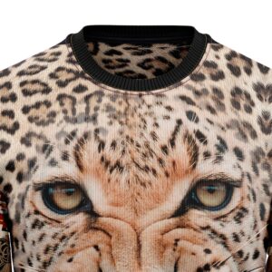Leopard Cute Face Ugly Christmas Sweater Funny Family Sweater Gifts Unisex Crewneck Sweater 5