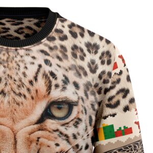 Leopard Cute Face Ugly Christmas Sweater Funny Family Sweater Gifts Unisex Crewneck Sweater 6