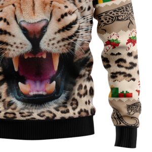 Leopard Cute Face Ugly Christmas Sweater Funny Family Sweater Gifts Unisex Crewneck Sweater 7