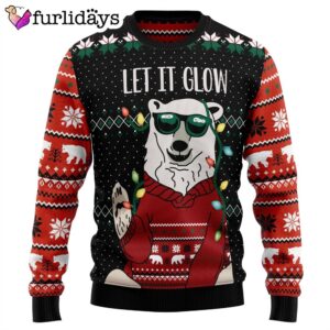 Let S Glow Polar Bear Ugly Christmas Sweater Gift For Dog Lovers Christmas Outfits Gift 1