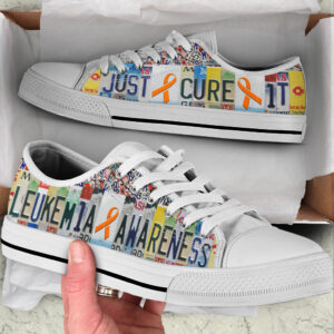 Leukemia Shoes Just Cure It License Plates Low Top Shoes Best Gift For Men And Women Malalan 1