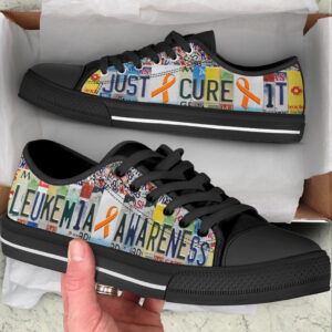 Leukemia Shoes Just Cure It License Plates Low Top Shoes Best Gift For Men And Women Malalan 2