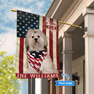 Lhasa Apso God Bless America Personalized Flag Custom Dog Flags Dog Lovers Gifts for Him or Her 3