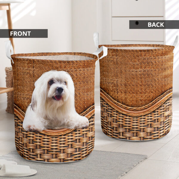 Lhasa Apso Rattan Texture Laundry Basket – Dog Laundry Basket – Christmas Gift For Her – Home Decor