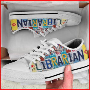 Librarian License Plates Low Top Teaching Fashion Lowtop Shoes Lowtop Casual Shoes Gift For Adults 1