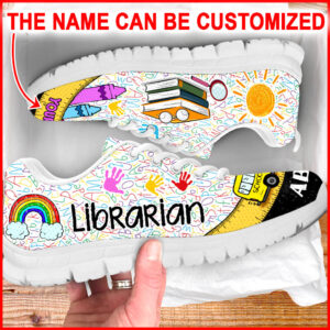 Librarian Shoes Bus Ruler Sneaker Walking Shoes Personalized Custom Best Shoes For Bookaholic Student 1