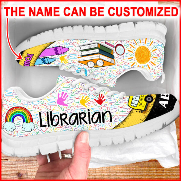 Librarian Shoes Bus Ruler Sneaker Walking Shoes – Personalized Custom – Best Shoes For Bookaholic, Student