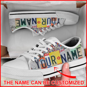 License Plates Custom Name Low Top Shoes Canvas Print Lowtop Trendy Fashion Casual Shoes Gift For Adults Malalan 1